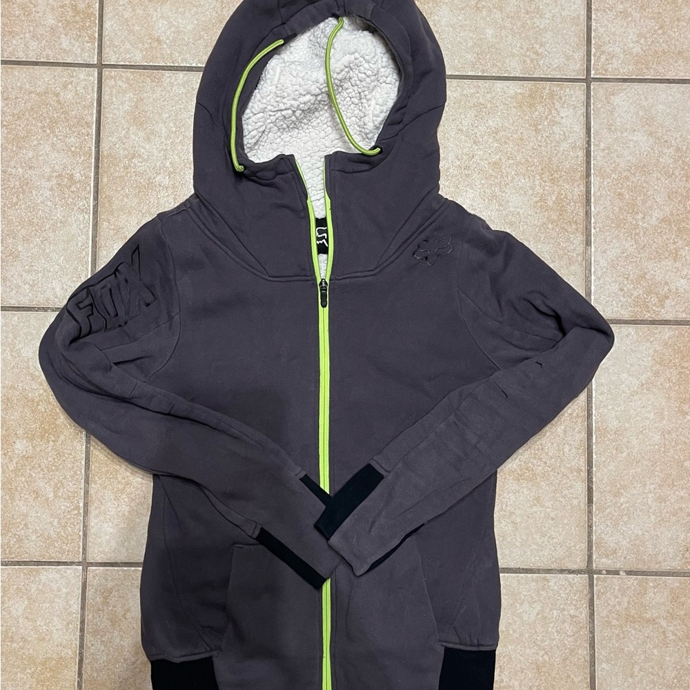 FOX adult Small Hooded Jacket with Lime Accents